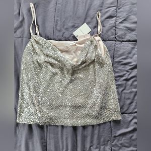 S champagne sequin top